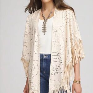 Fringed Cream shawl